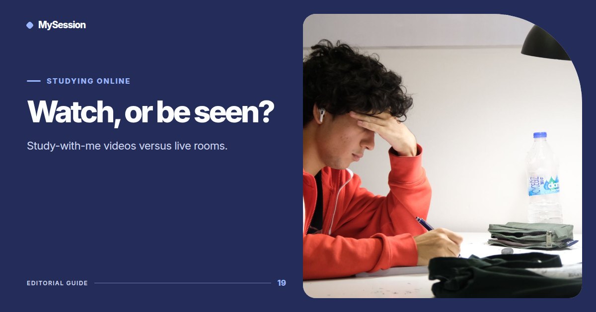 Student writes at a desk under a lamp beside the words Watch, or be seen?