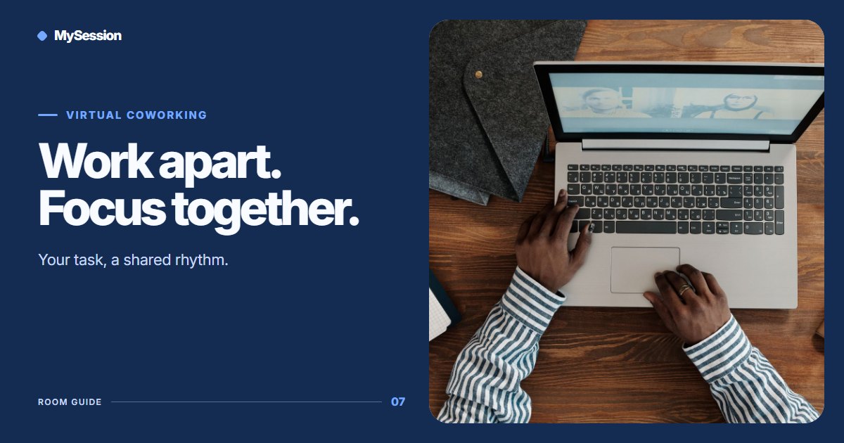 Overhead view of a laptop video call at a desk beside the words Work apart. Focus together